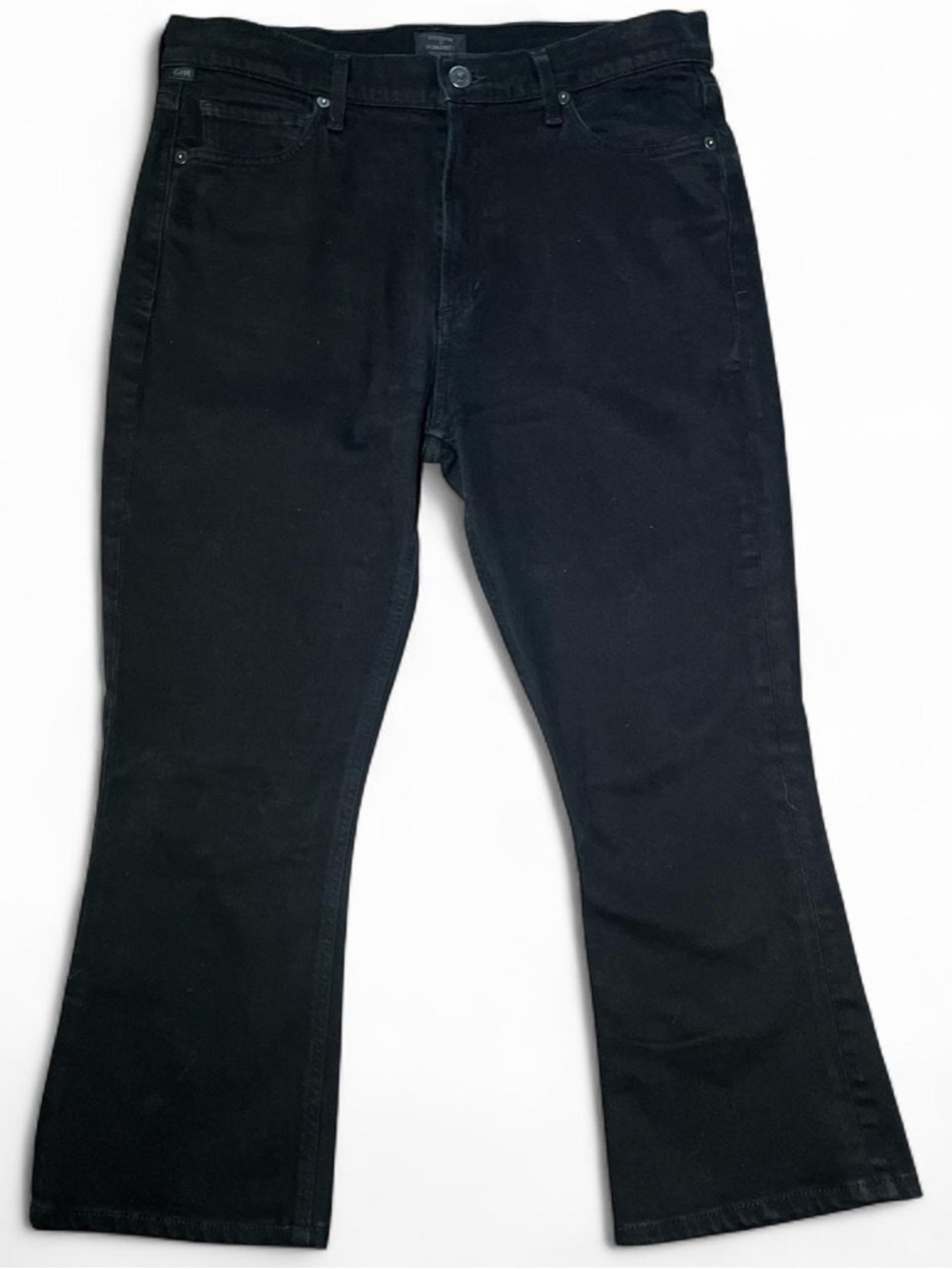 Citizens Of Humanity Black Flare Wide-Leg Jeans Cropped